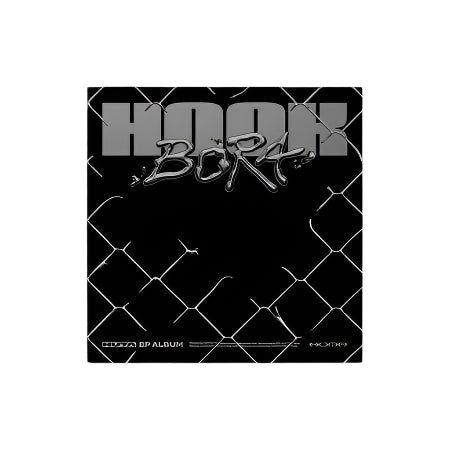 Album cover with text and grid design on a metallic background