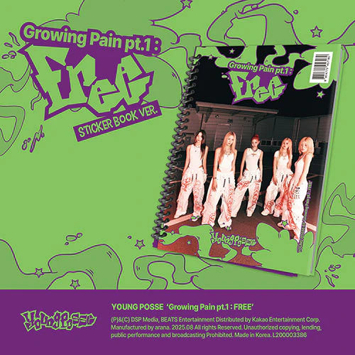 YOUNG POSSE - EP Album GROWING PAIN PT.1 : FREE (Sticker Book Ver.) with POB